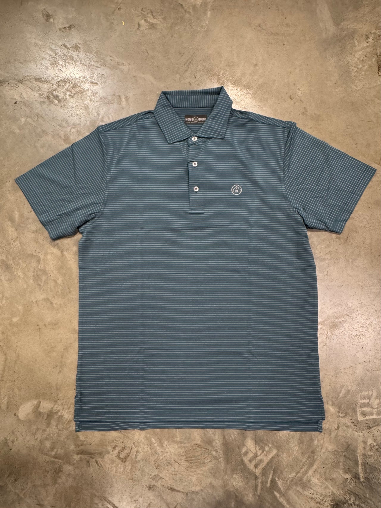 Home Bound Teal & Silver Stripe Performance Polo