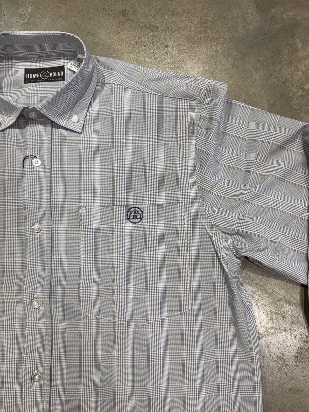 Home Bound Grey Plaid Performance Button Up Shirt - Grey Plaid