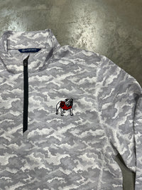 Thumbnail for Georgia Bulldogs Cutter & Buck Traverse Stretch Eco Camo Print Quarter Zip Mens Pullover - White