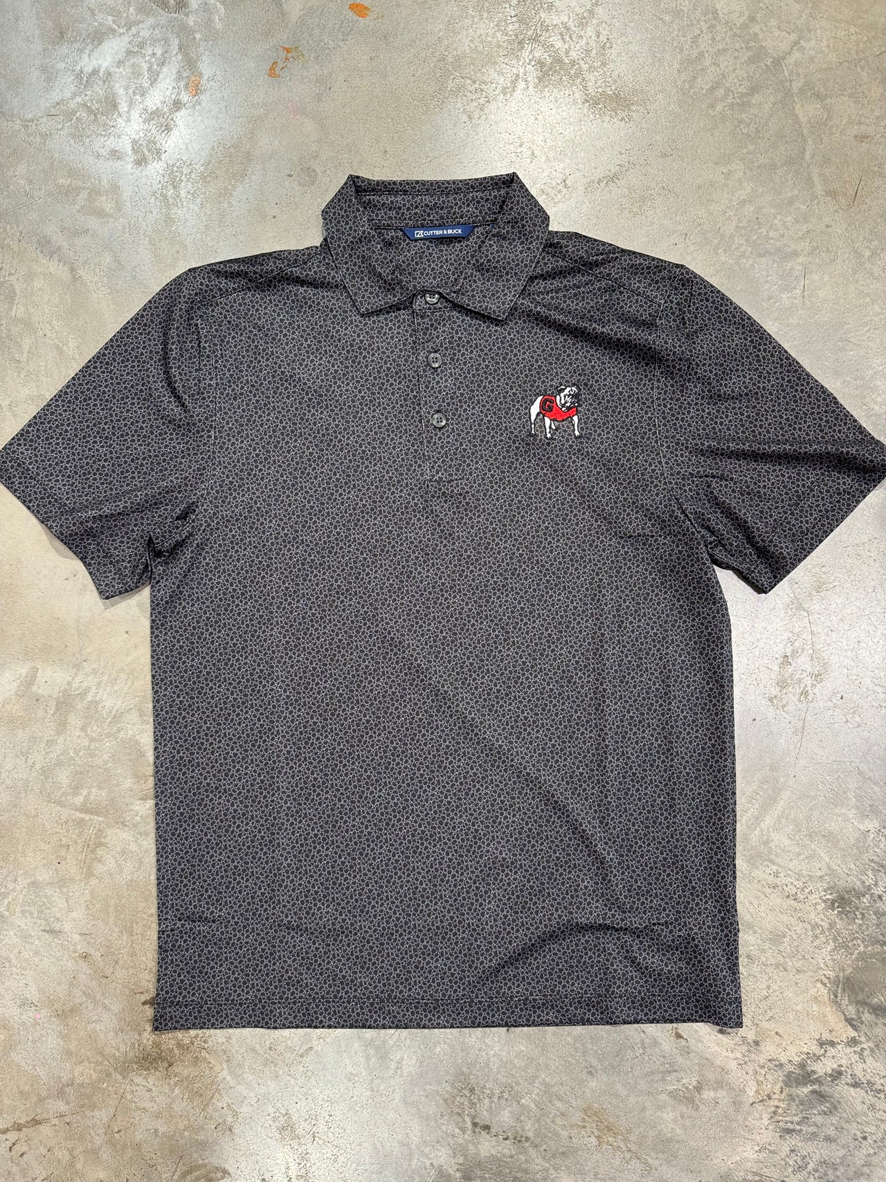 Georgia Bulldogs Cutter & Buck Pike Eco Pebble Print Stretch Recycled Mens Polo - Black