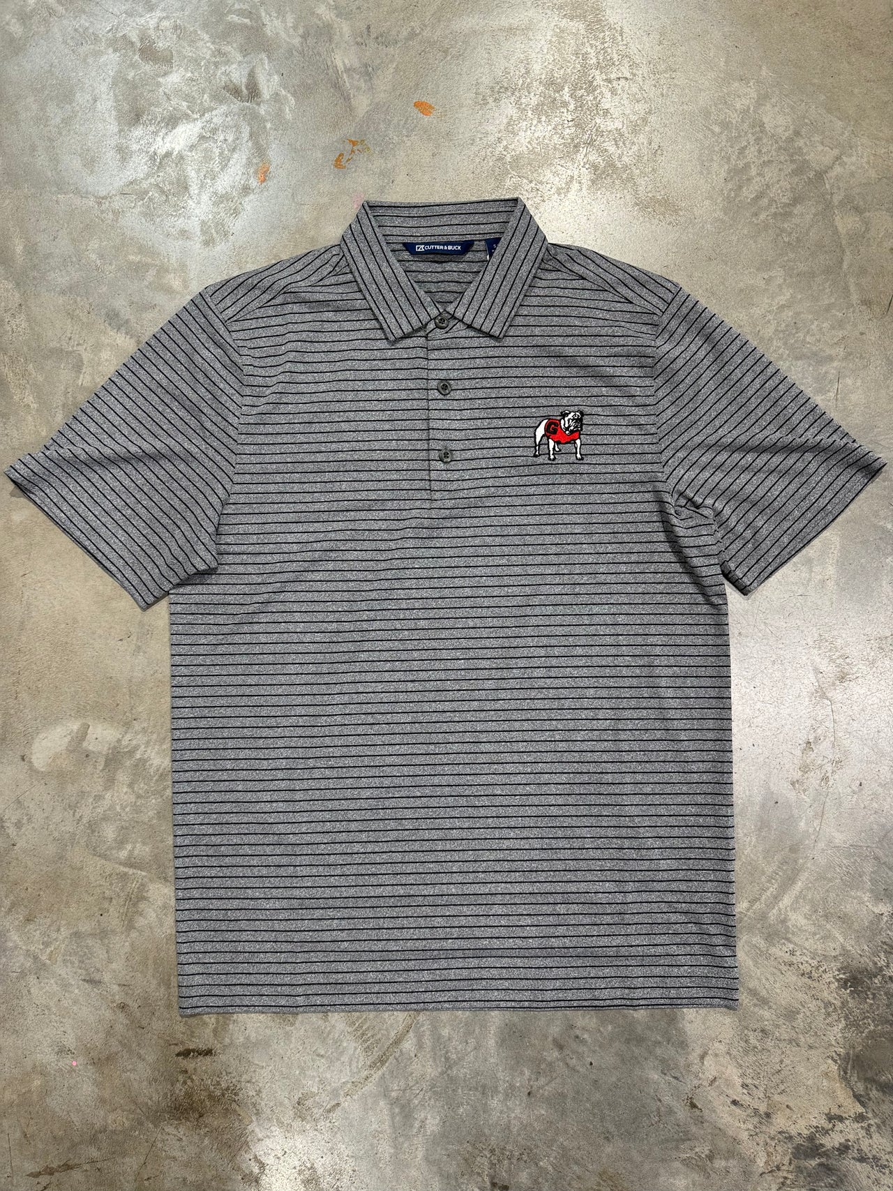 Georgia Bulldogs Cutter & Buck Forge Eco Heather Stripe Stretch Recycled Mens Polo - Heathered Black