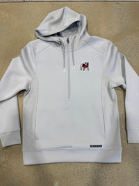 Thumbnail for Georgia Bulldog Cutter & Buck Roam Eco Half Zip Hooded Pullover - Silver