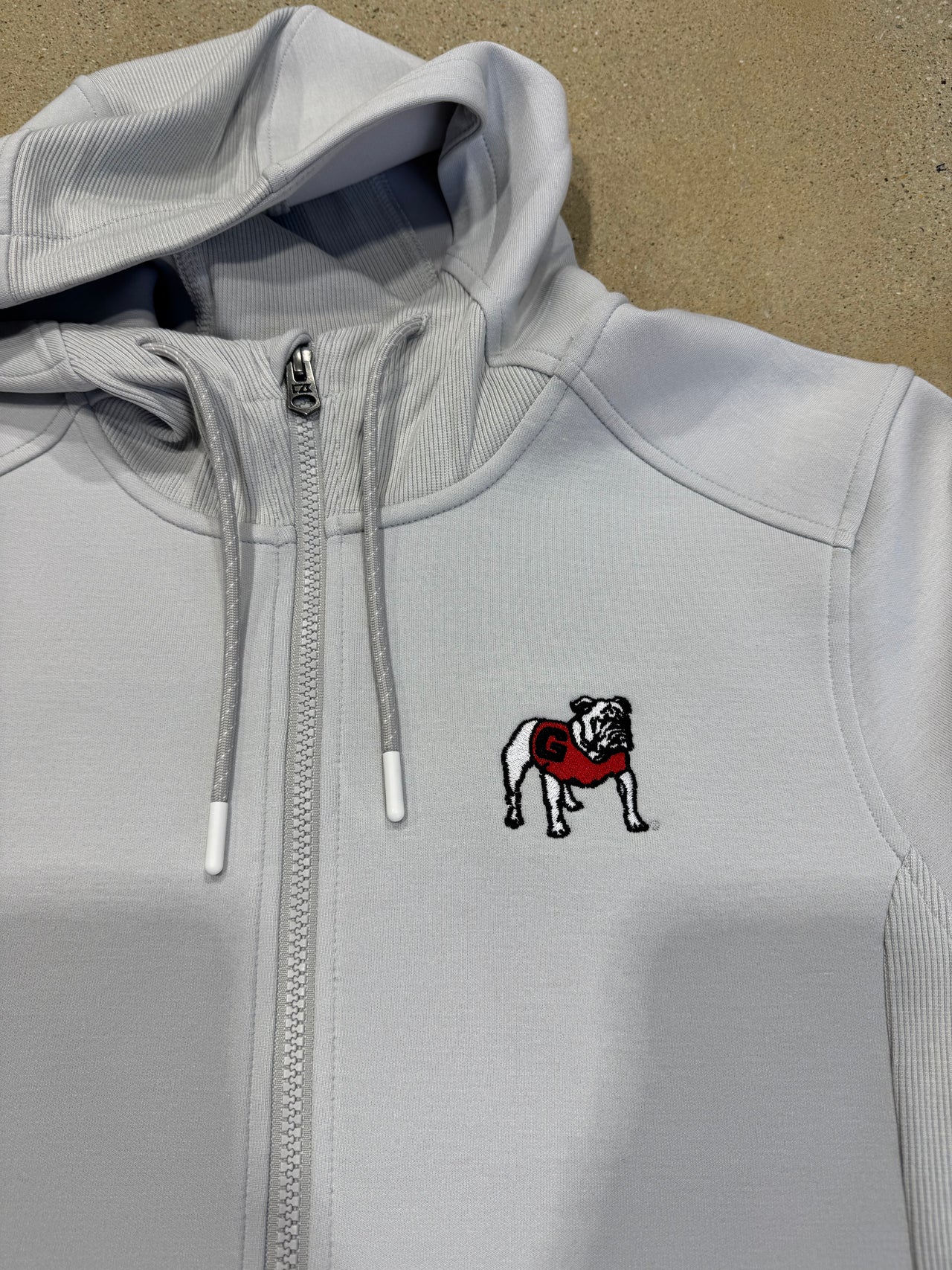 Georgia Bulldog Cutter & Buck Roam Eco Half Zip Hooded Pullover - Silver