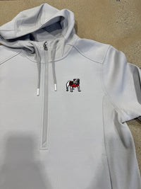 Thumbnail for Georgia Bulldog Cutter & Buck Roam Eco Half Zip Hooded Pullover - Silver