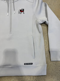 Thumbnail for Georgia Bulldog Cutter & Buck Roam Eco Half Zip Hooded Pullover - Silver