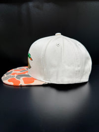 Thumbnail for Wood Duck Puff Khaki Cap with Beige/Orange Camo Bill