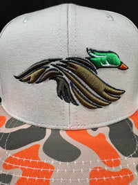 Thumbnail for Wood Duck Puff Khaki Cap with Beige/Orange Camo Bill