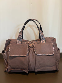 Thumbnail for Old School Camo Brown Canvas Weekender Bag - Mallard Emblem