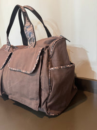 Thumbnail for Old School Camo Brown Canvas Weekender Bag - Mallard Emblem