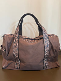 Thumbnail for Old School Camo Brown Canvas Weekender Bag - Mallard Emblem