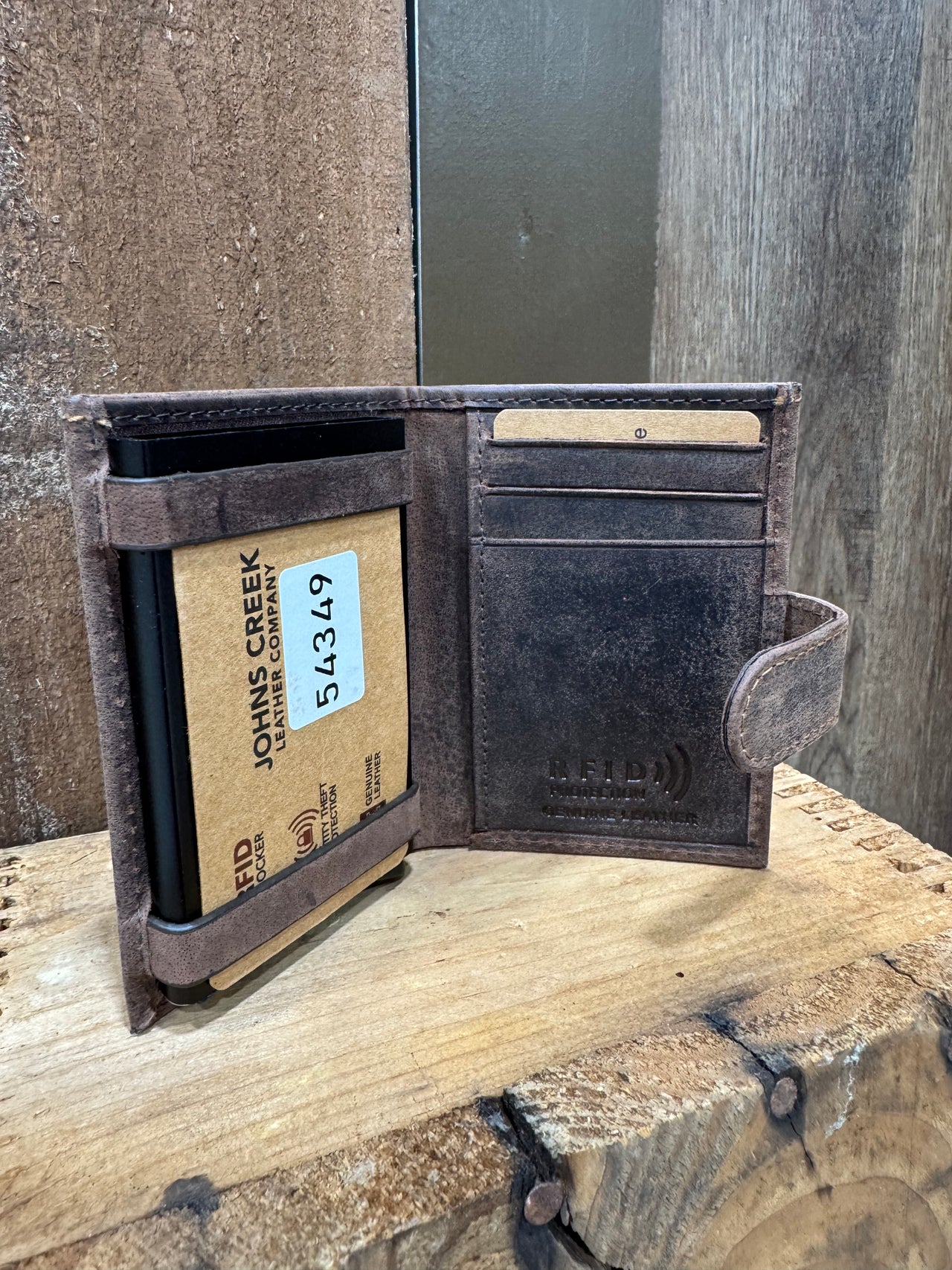 Johns Creek Leather Card Holder Wallet with Metal Card Holder