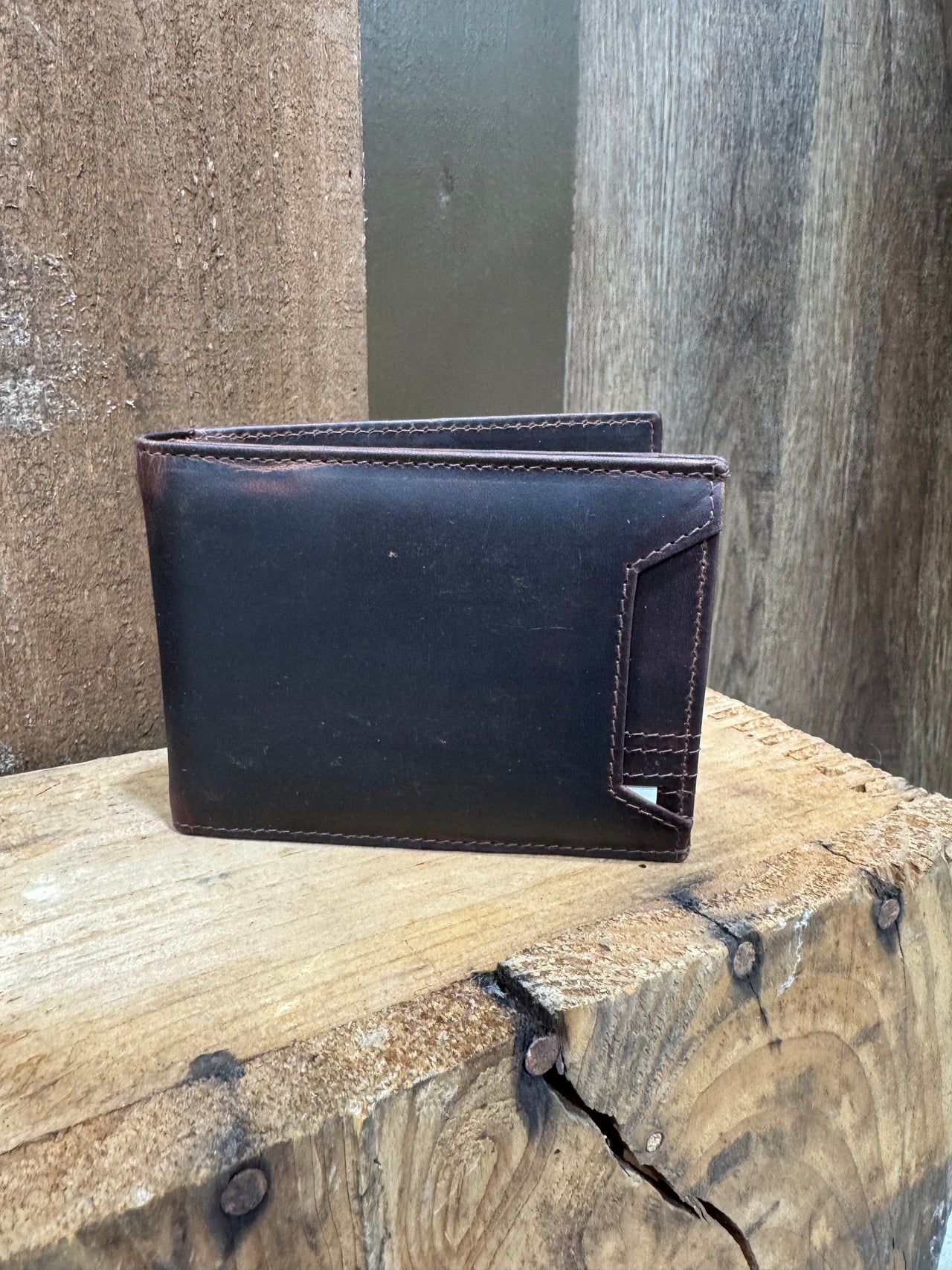 Jack Bulls Brown Leather Bi-Fold Wallet with Removable Card Wallet