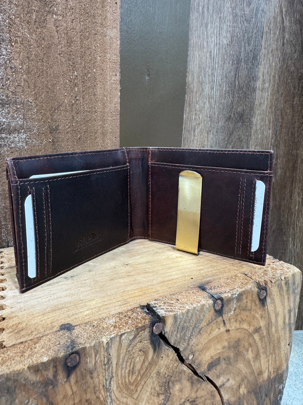 Jack Bulls Brown Leather Bi-Fold Wallet with Removable Card Wallet