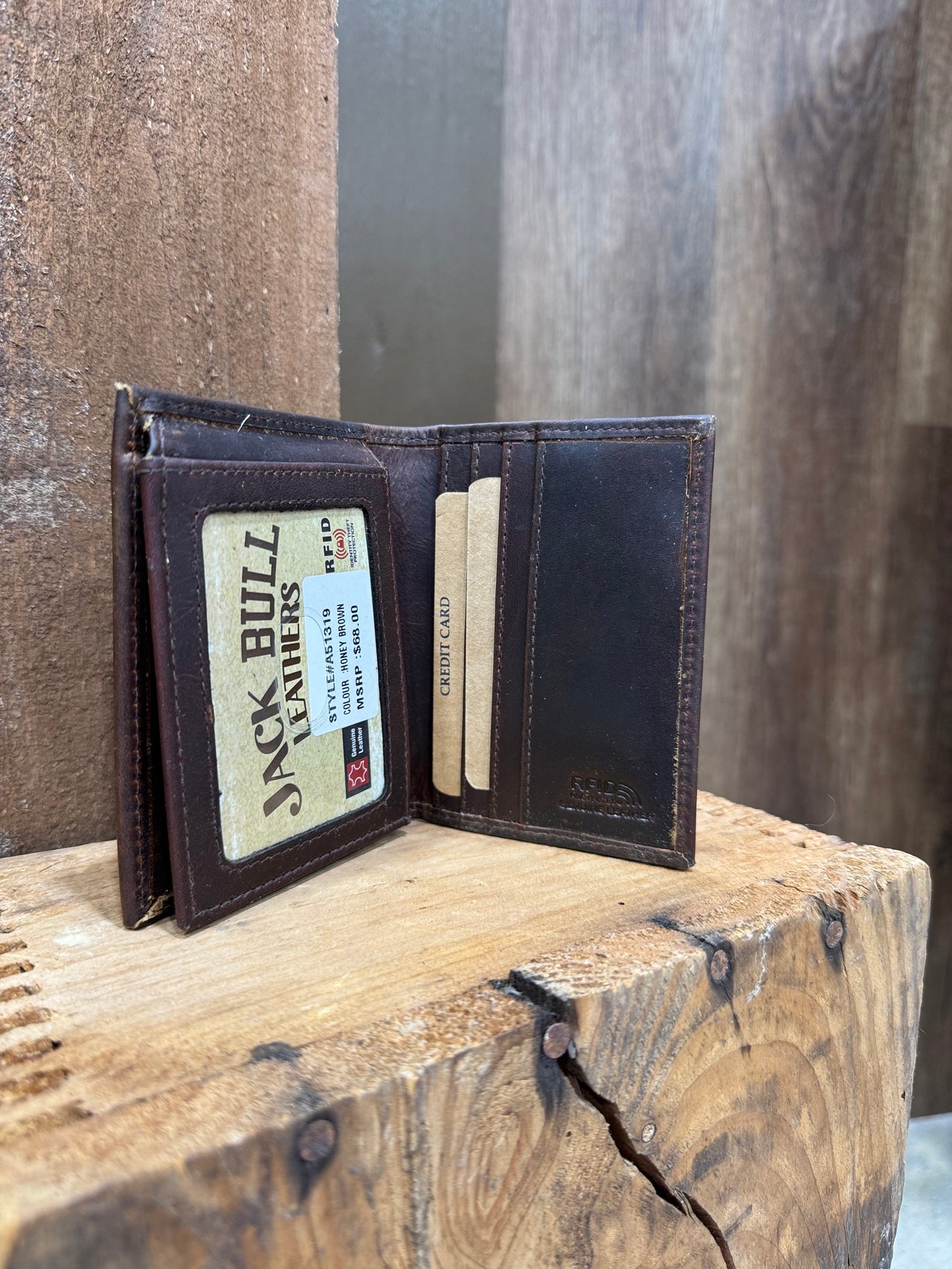 Jack Bulls Honey Brown L Shaped Leather Wallet