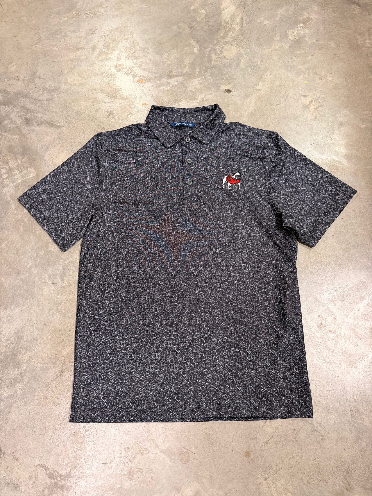 Georgia Bulldogs Cutter & Buck Pike Eco Fern Print Recycled Polo - Black
