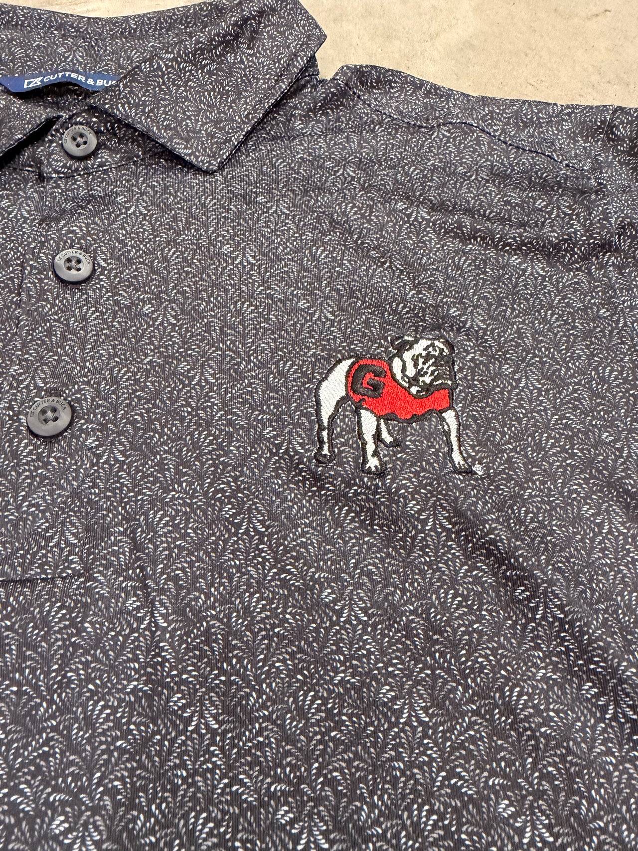 Georgia Bulldogs Cutter & Buck Pike Eco Fern Print Recycled Polo - Black
