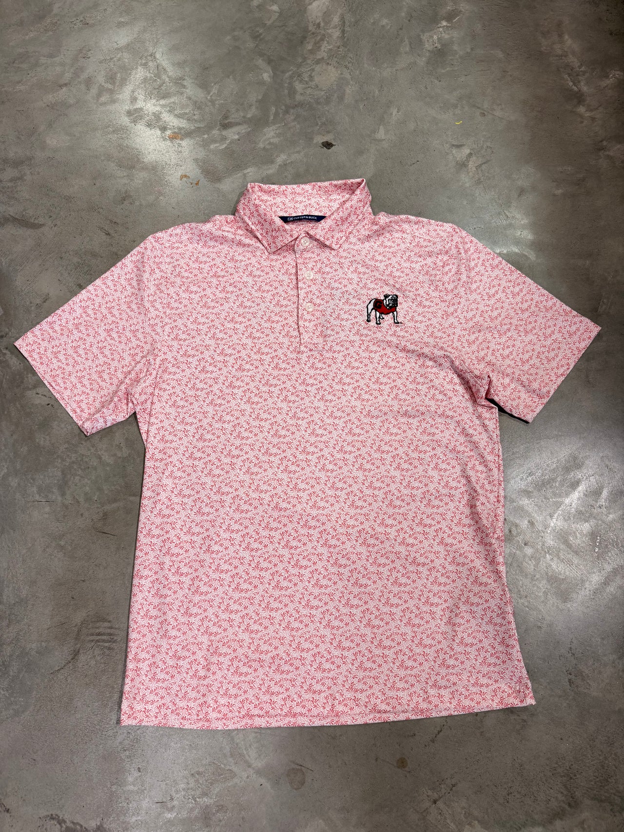 Georgia Bulldogs Cutter & Buck Pike Eco Fern Print Recycled Polo - Red