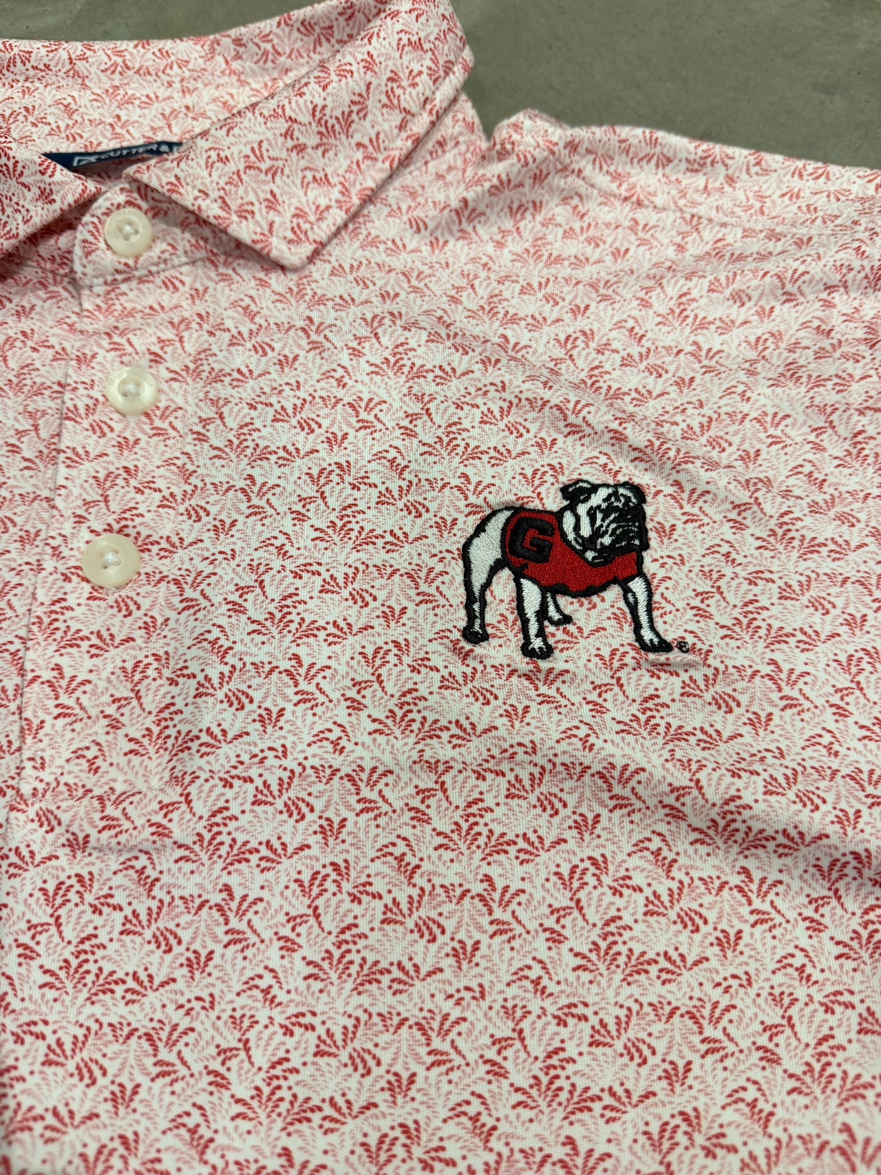 Georgia Bulldogs Cutter & Buck Pike Eco Fern Print Recycled Polo - Red