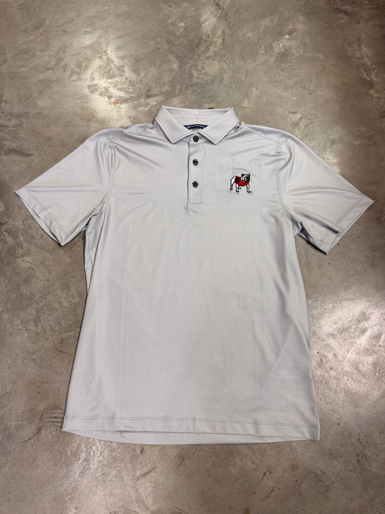 Georgia Bulldogs Cutter & Buck Pike Eco Lattice Print Recycled Polo - Elemental Grey