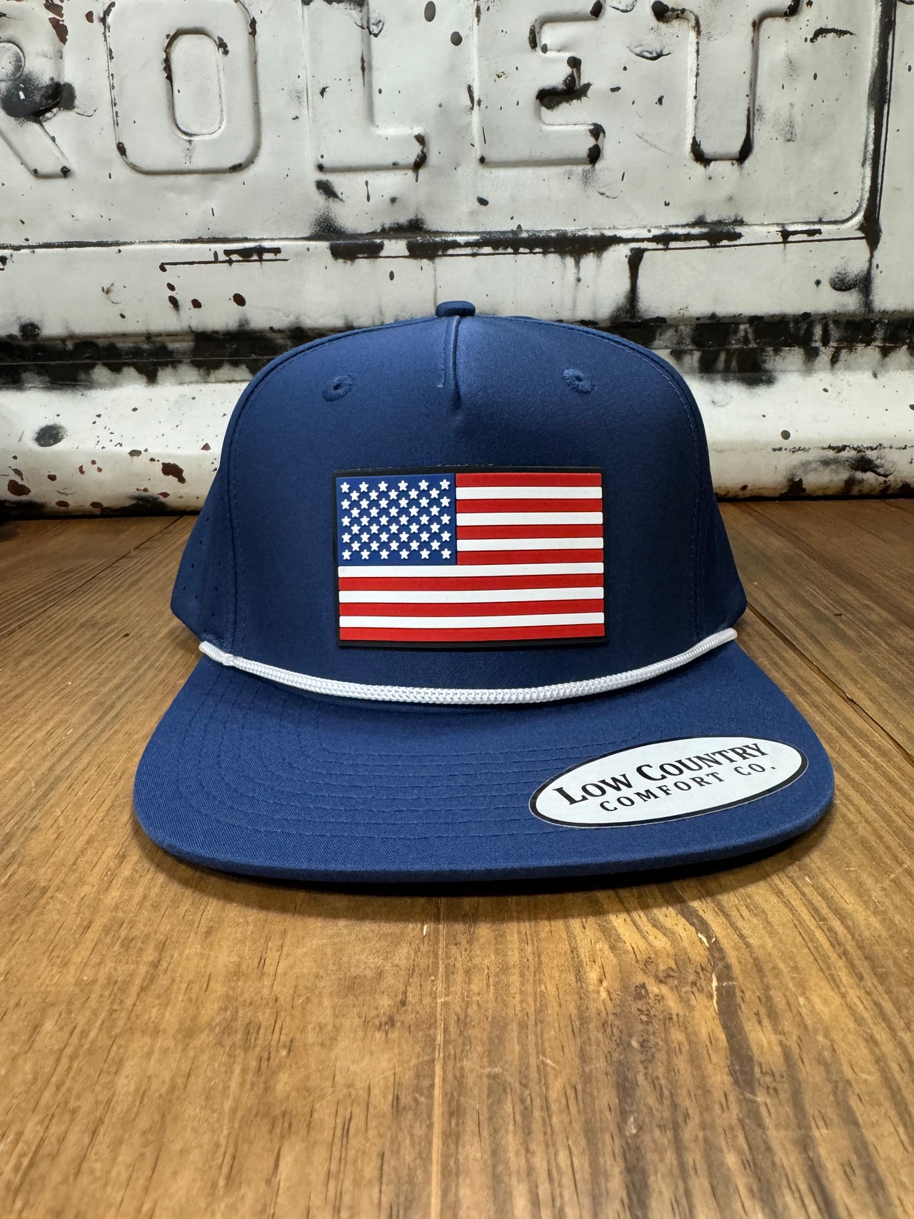 USA Flag Performance Rope Cap - Navy