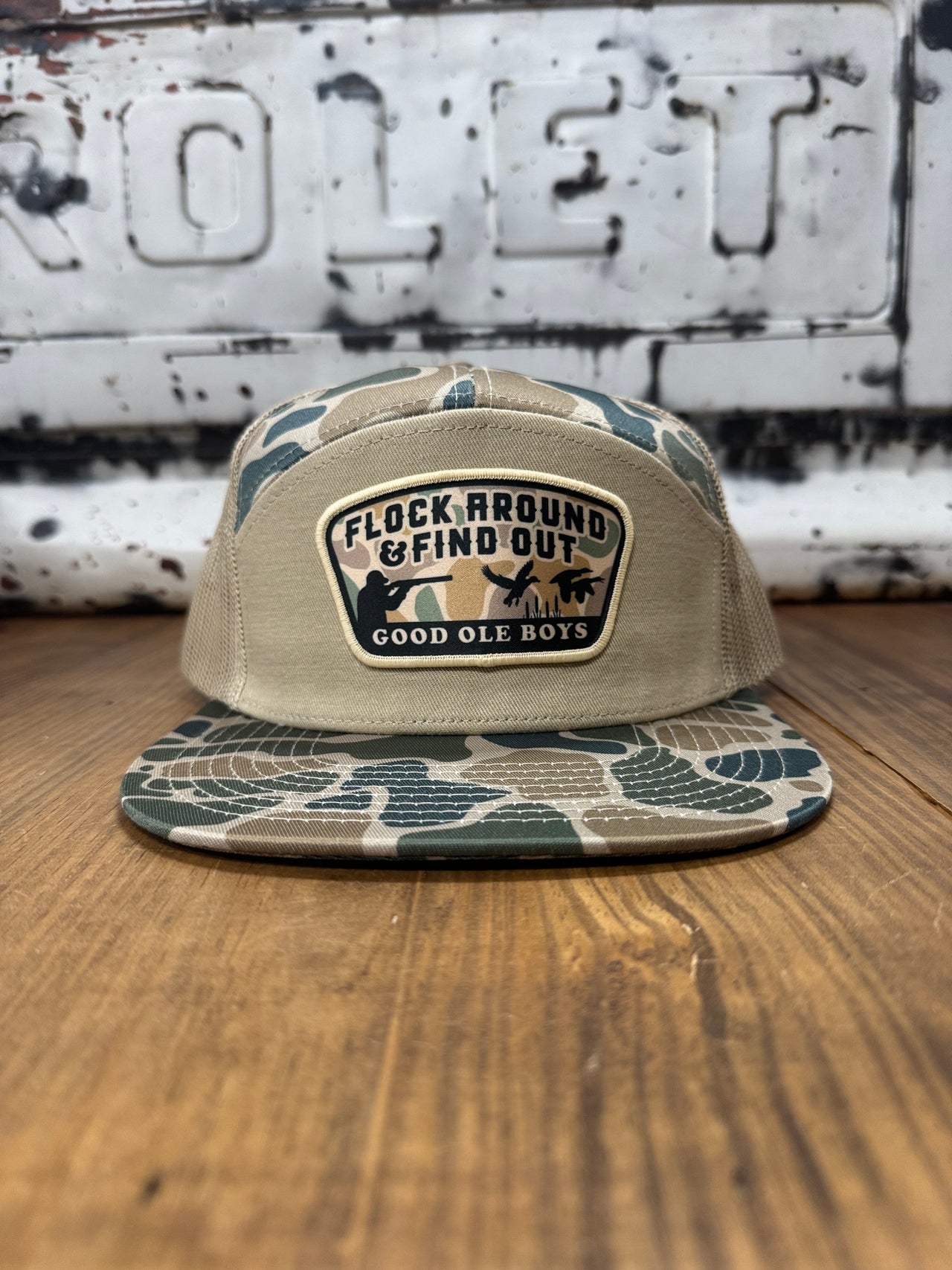 Flock Around & Find Out Cap - Old School Camo/Khaki