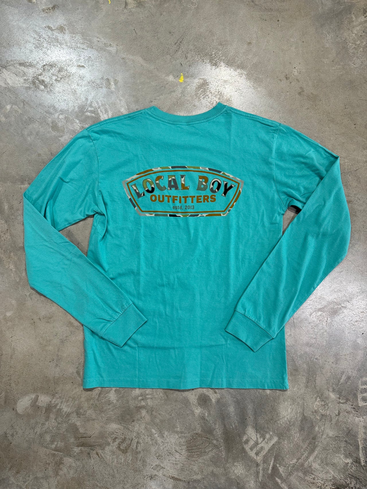 Forest Camo Label LS Tee - Seafoam