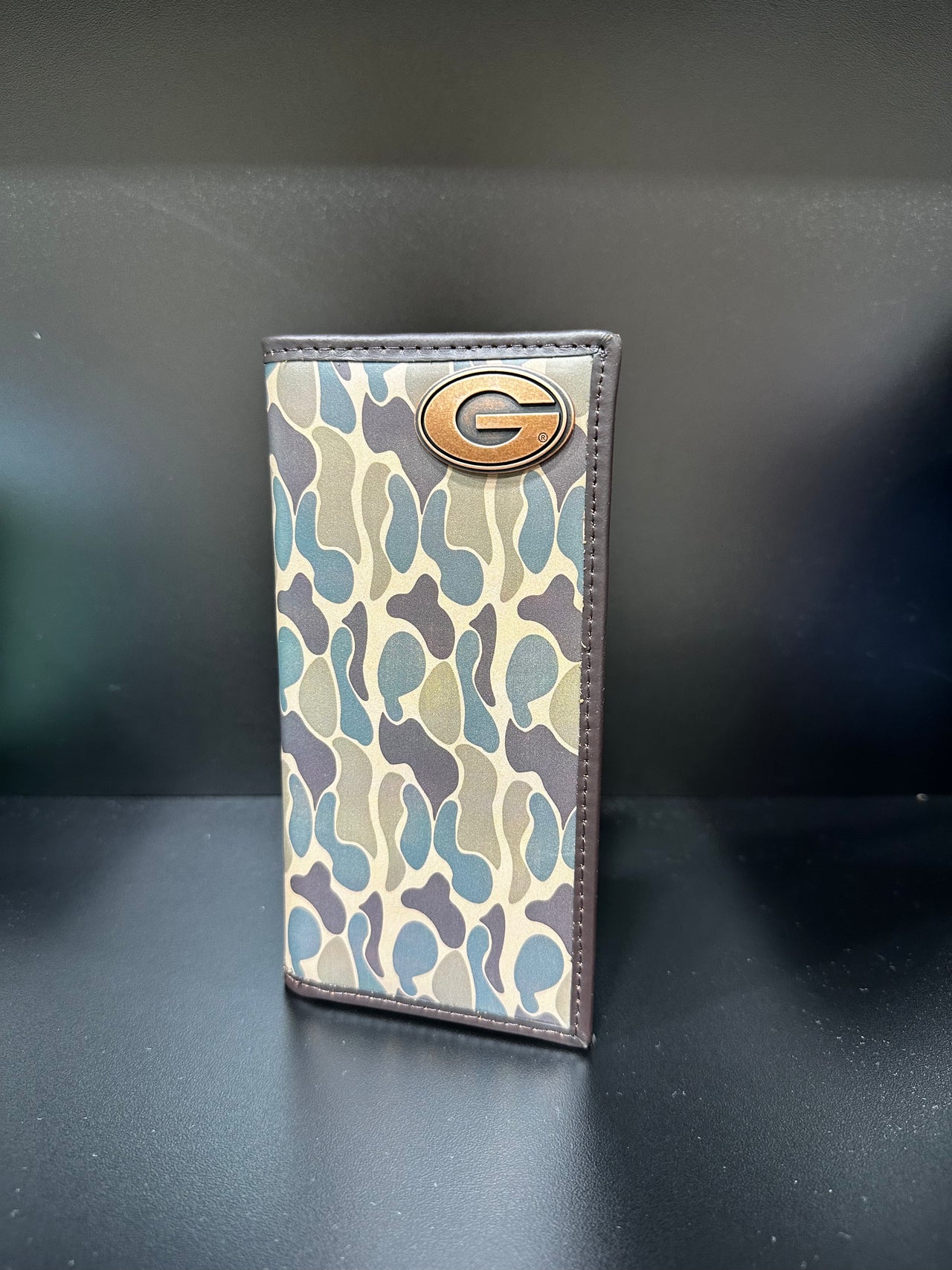 Brown Old School Camo Checkbook Wallet - UGA