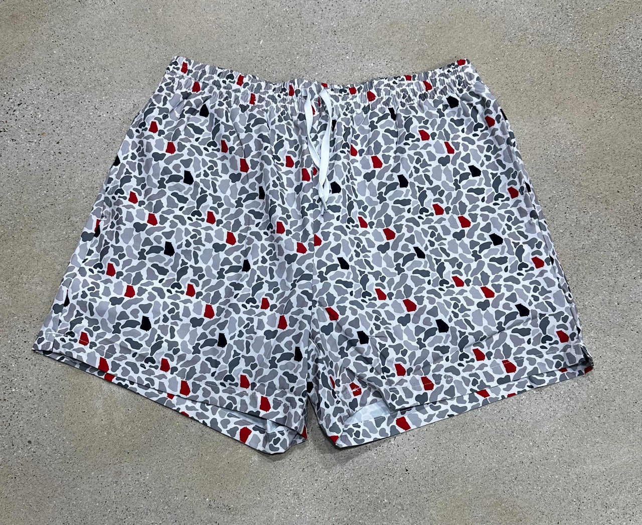 Youth Georgia Camo Swim Trunks - Red/Black Camo
