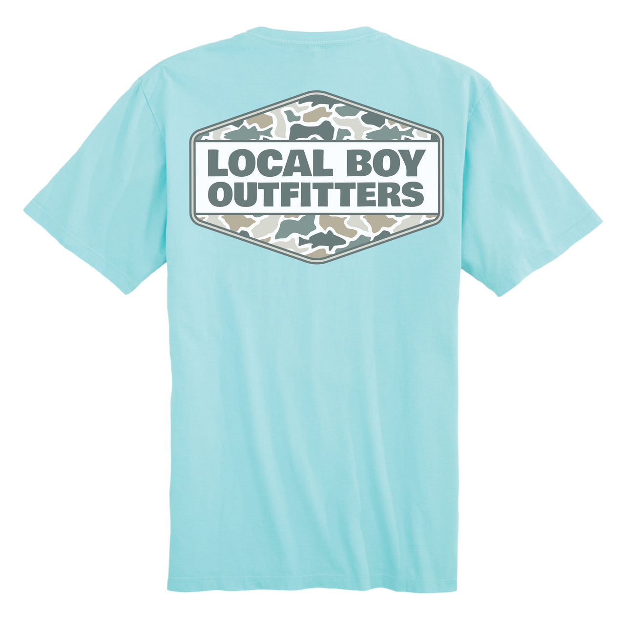 Fish Camo Diamond Crest Short Sleeve T-Shirt - Aqua