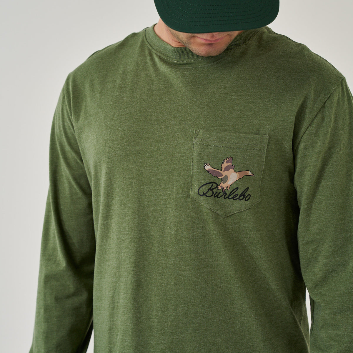 Ducks Flying In LS Tee - Heather Olive