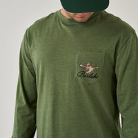Thumbnail for Ducks Flying In LS Tee - Heather Olive