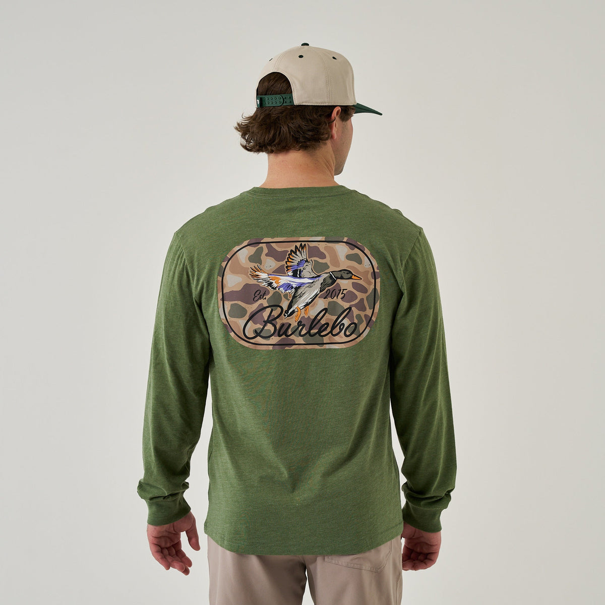 Ducks Flying In LS Tee - Heather Olive