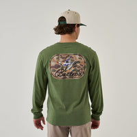 Thumbnail for Ducks Flying In LS Tee - Heather Olive
