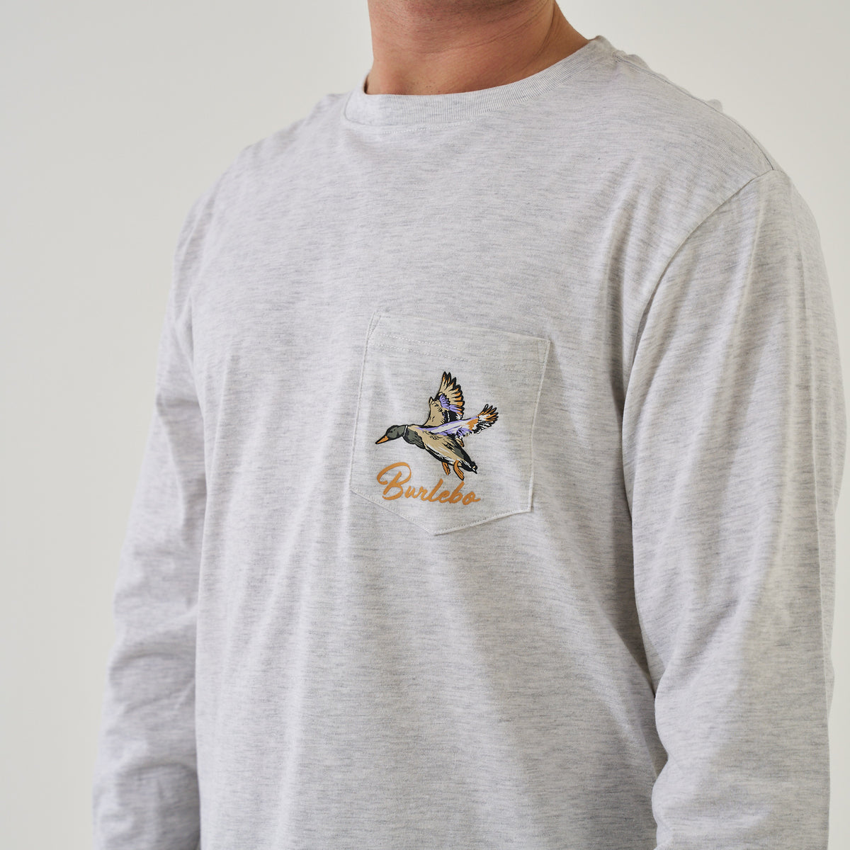 Pintail Triangle Duck LS Tee - Heather Ash Grey