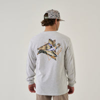 Thumbnail for Pintail Triangle Duck LS Tee - Heather Ash Grey