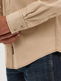 Thumbnail for Retro Premium Pigment Dyed Twill LS Western Pearl Snap - Tan
