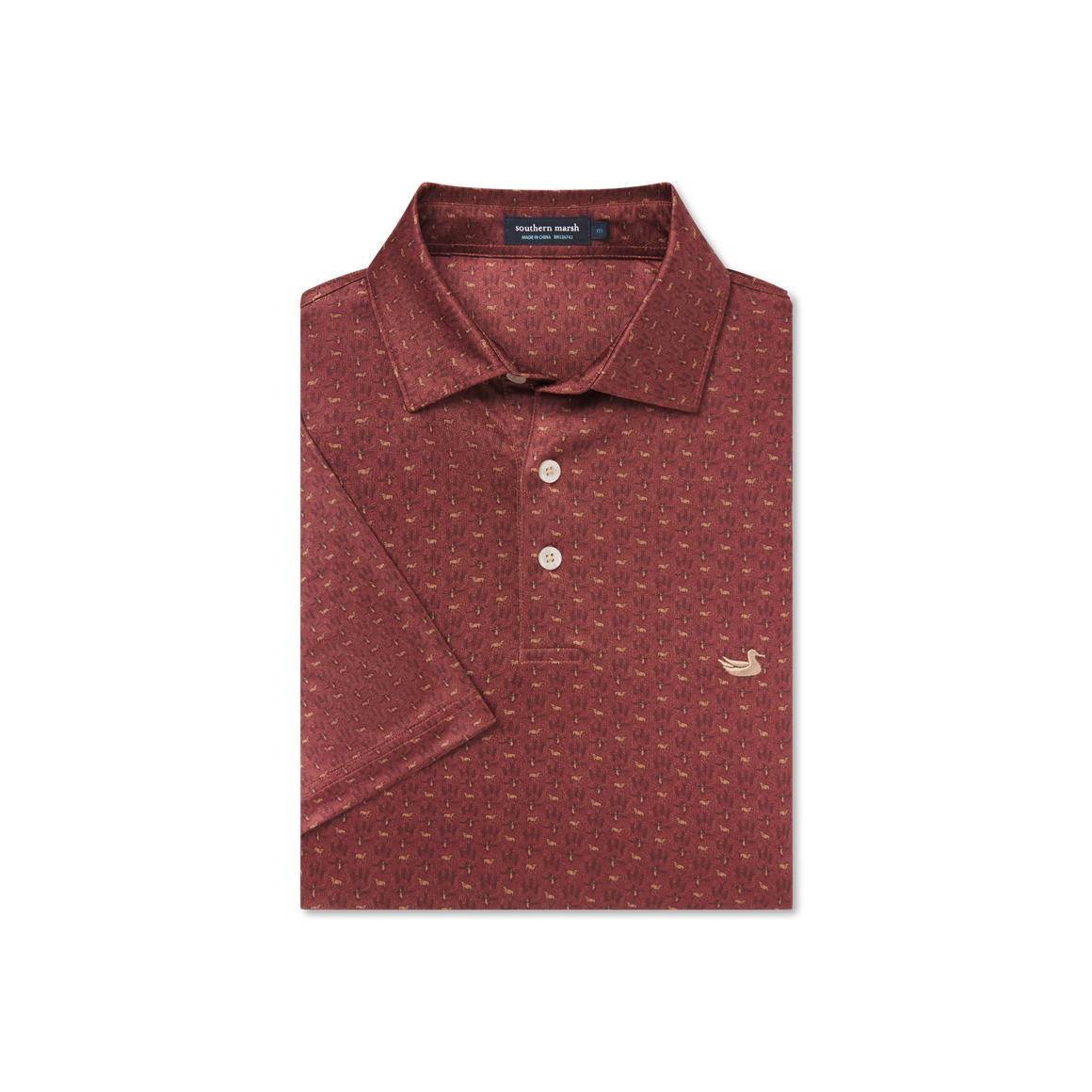 Marsh Morning Flyline Performance Polo - Burnt Red/Tan