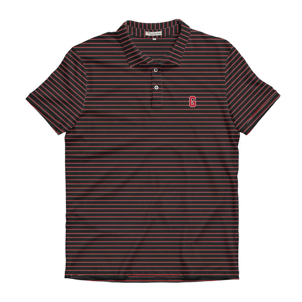 Peach State Pride UGA Block G Poplar Performance Polo - Black/White/Red