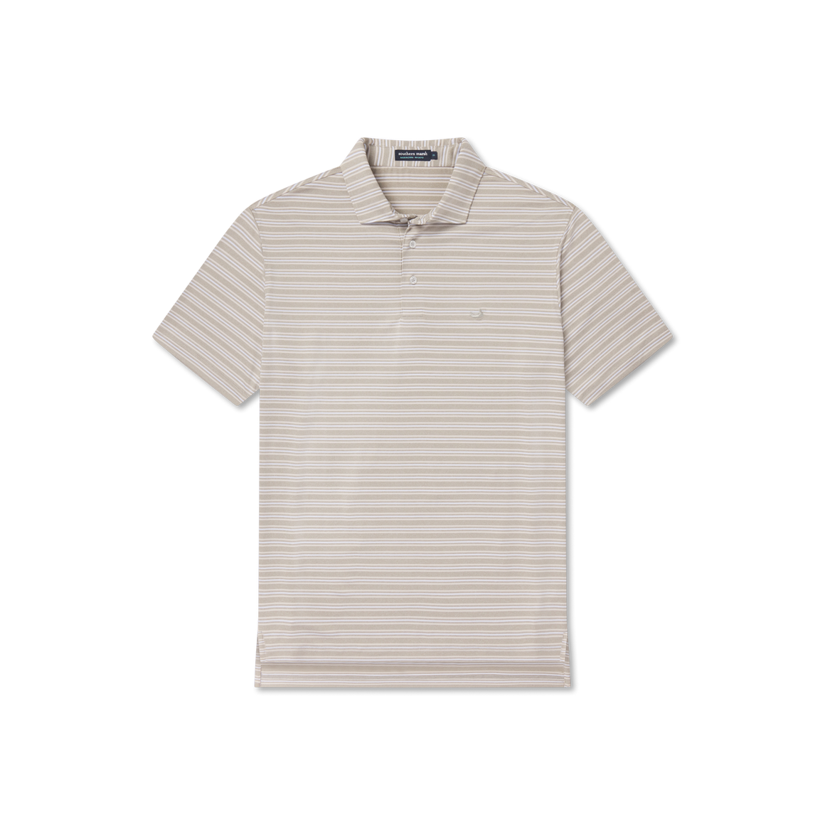 Maybourne Featherlight Stripe Polo - Burnt Taupe/Tan