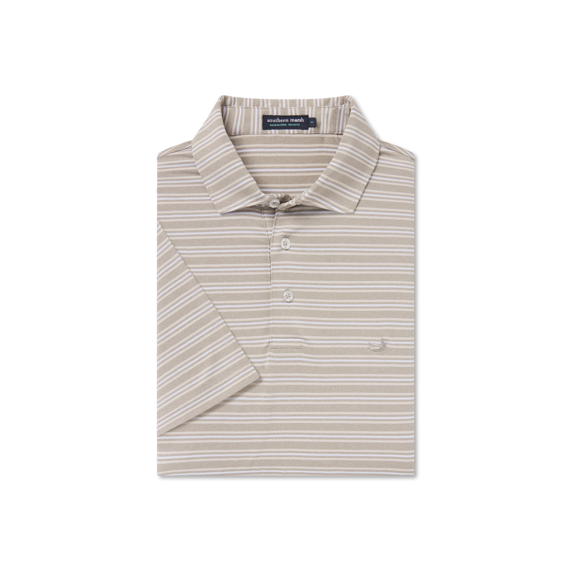 Maybourne Featherlight Stripe Polo - Burnt Taupe/Tan