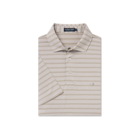 Thumbnail for Maybourne Featherlight Stripe Polo - Burnt Taupe/Tan