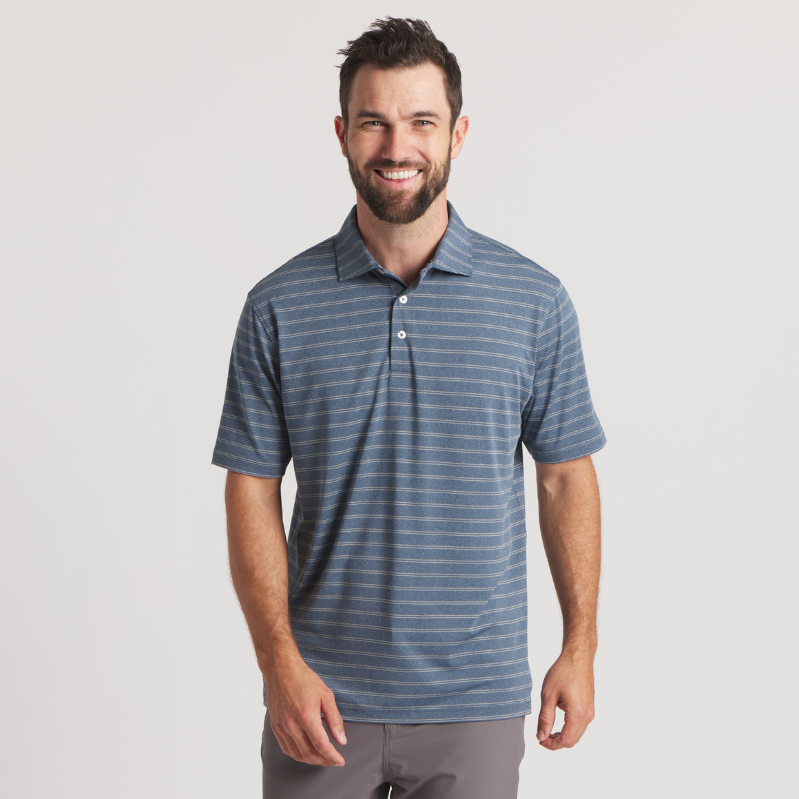 Newcastle Stripe Featherlight  Performance Polo - Washed Lunar