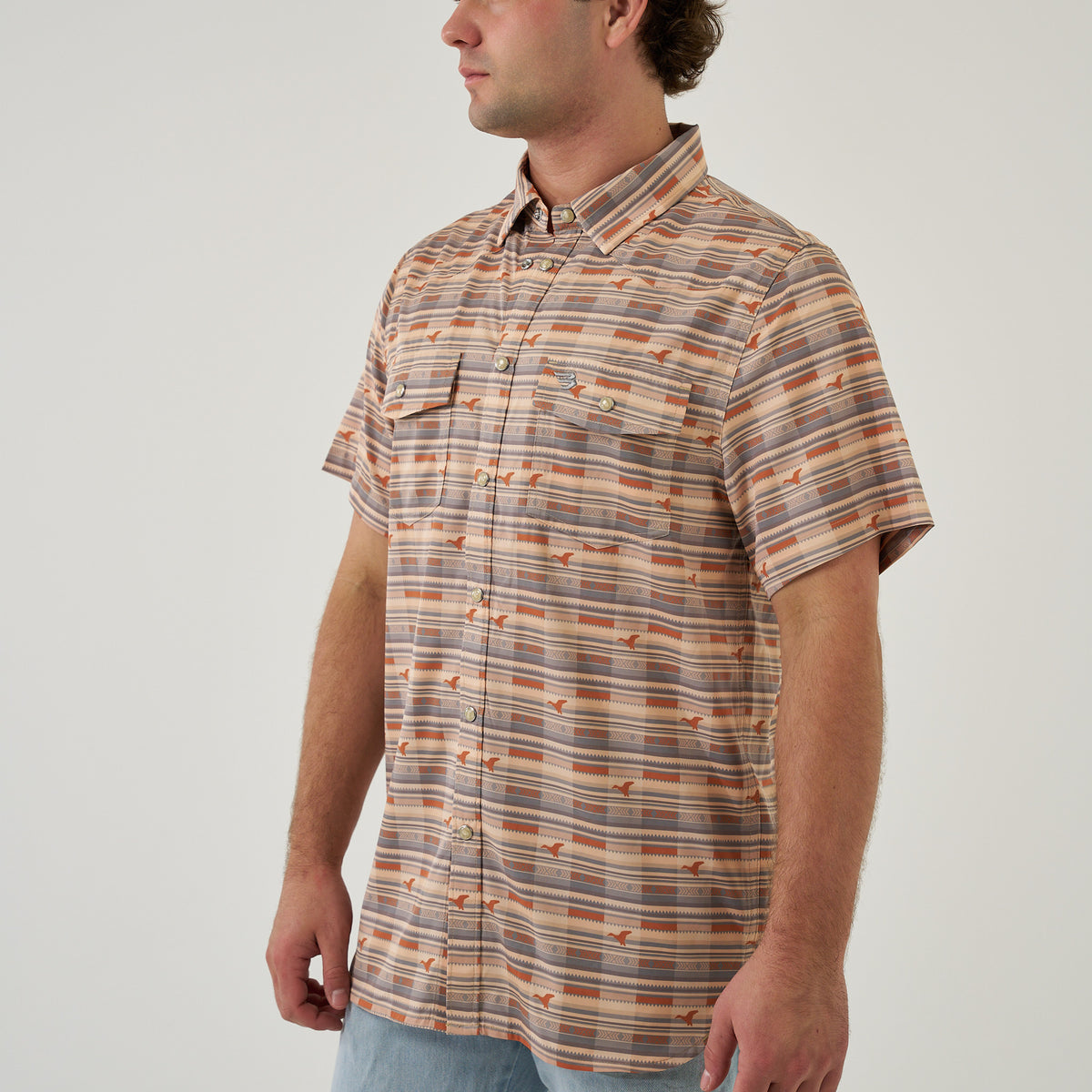 Duck Hunter Plaid SS Performance Pearl Snap Button Down Shirt