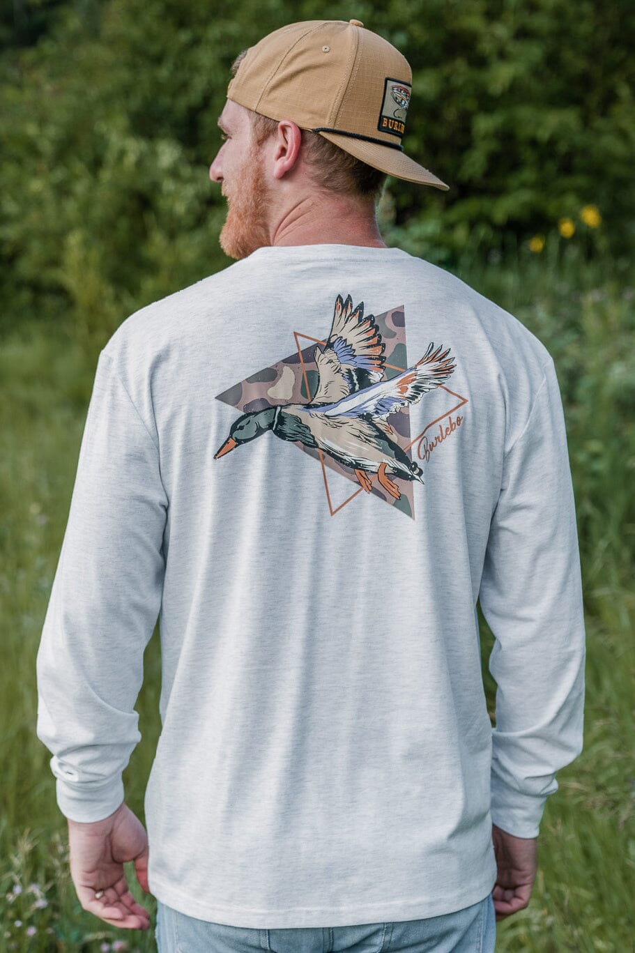 Pintail Diving Duck LS Tee - Heather Ash Grey