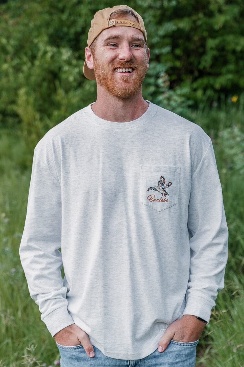 Pintail Diving Duck LS Tee - Heather Ash Grey