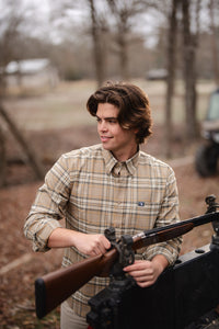 Thumbnail for Phelan Stretch Flannel - Tan/Olive/Yellow