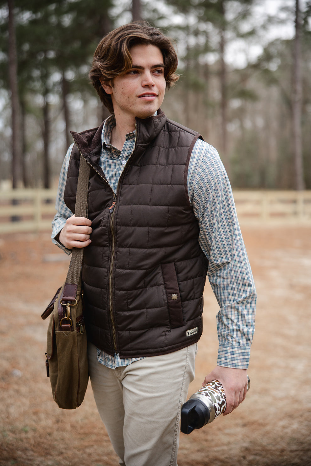 Brick Quilted Vest - Coffee