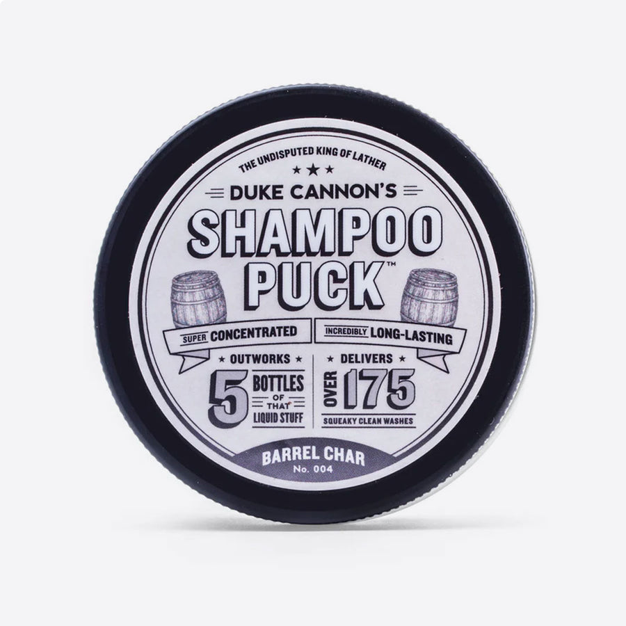 Men's Shampoo. Shampoo Puck. Barrel Char.
