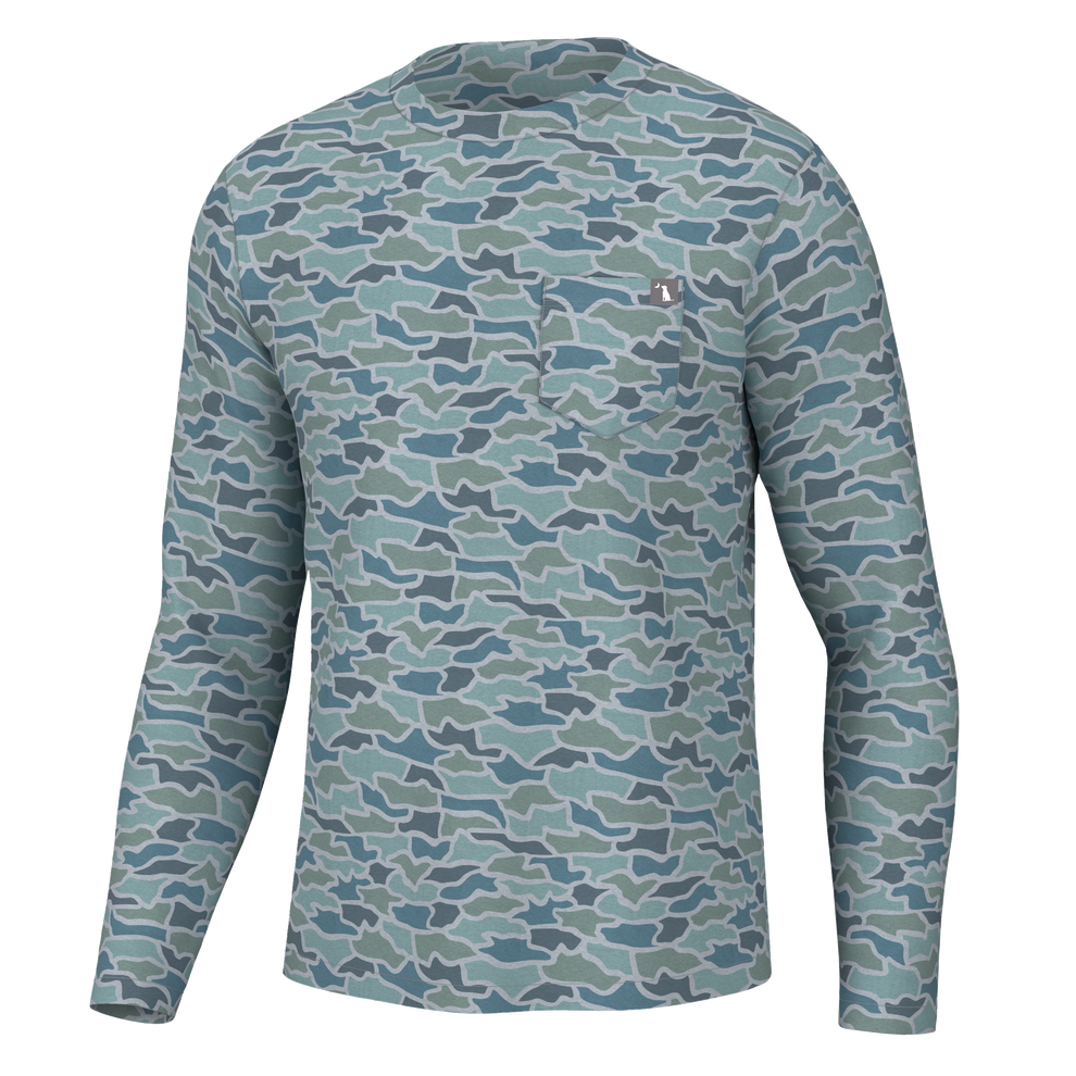 Heather blend LS Crew - Cool Oak Camo