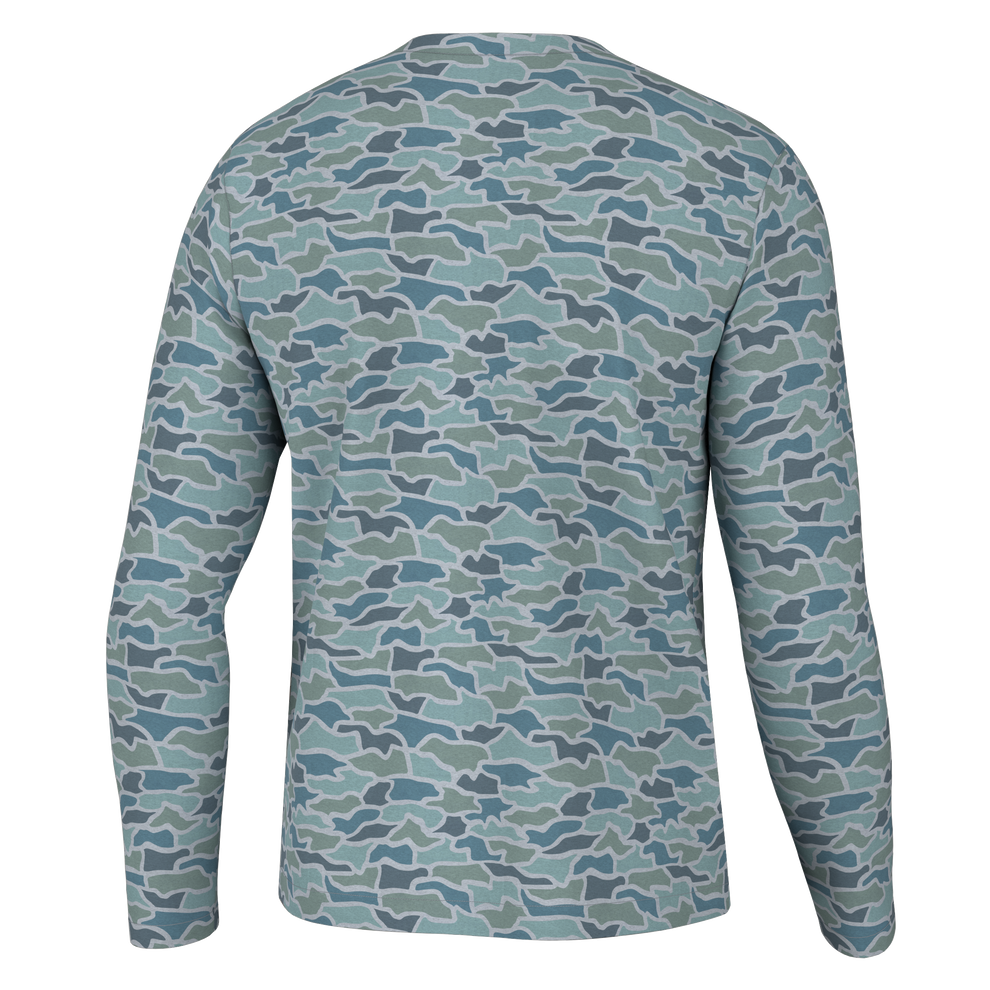 Heather blend LS Crew - Cool Oak Camo